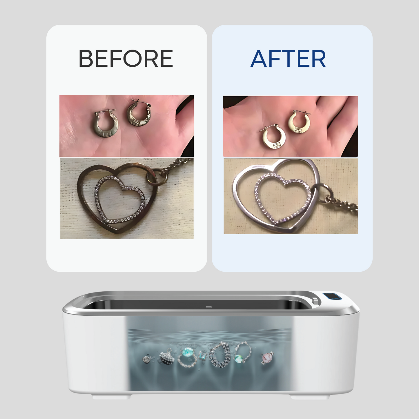 Nettoyeur à ultrasons avancé pour bijoux, prothèses dentaires et lunettes